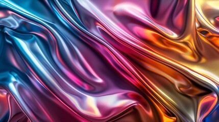 Obraz premium Vibrant Metallic Waves A Colorful Abstract Backdrop