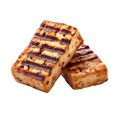 Grilled Tofu Blocks Delicious Vegan Food, isolated on transparent background, perfect cutout, PNG