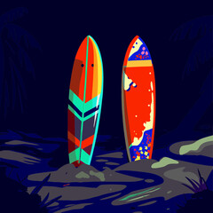 Fototapeta premium illustration of a surfer in the sea