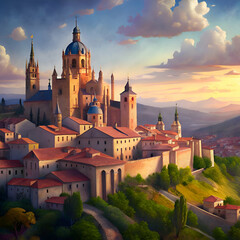Ancient city at sunset.