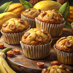 Delicious hazelnut muffins with a warm glow.