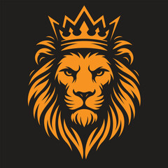 Majestic Crowned Lion Logo Head Vector Illustration