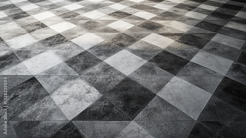 Poster checkered floor pattern in grayscale