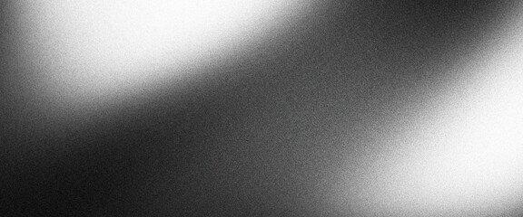 Black white grainy background with abstract gradient shape and dark noise texture poster header cover wallpaper design