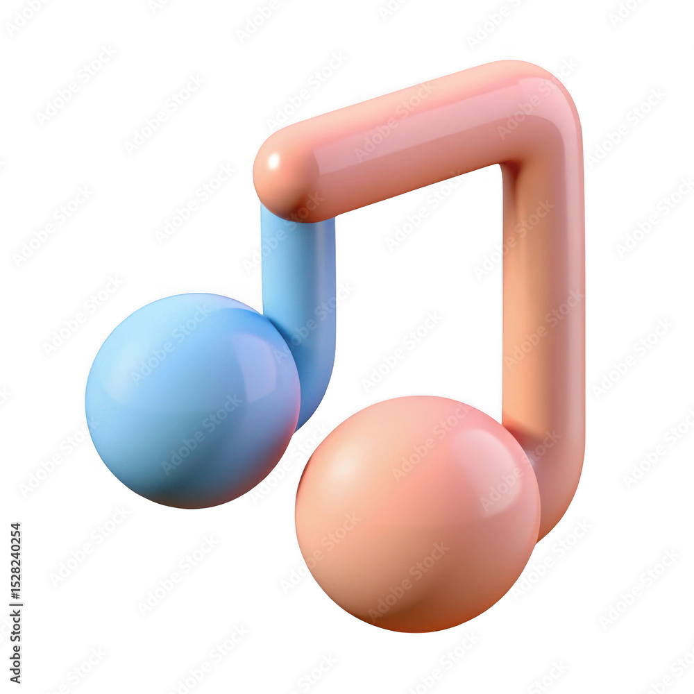 Poster 3d render of abstract music note icon isolated on transparent background