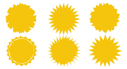 Fototapeta premium Six Sunny Yellow Starburst Shapes Design Elements Perfect for Branding and Web Design Projects