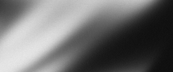 Black white grainy background with abstract gradient shape and dark noise texture poster header cover wallpaper design
