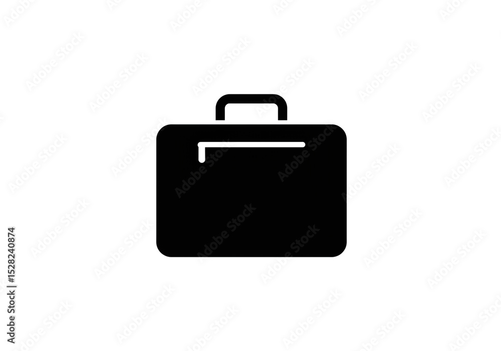 Poster a simple black briefcase icon on a white background showing a minimalist design of a business case