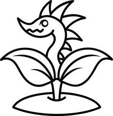Dragon-plant Outline: Exotic Icon

