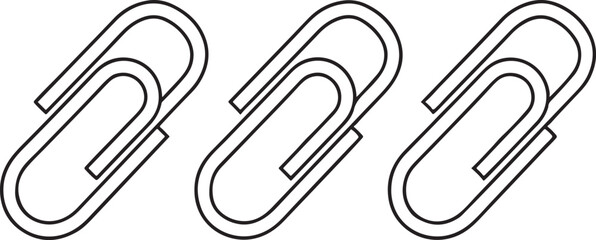 Paper Clip Vector Set Minimalist Line Art Stationery Office Supplies