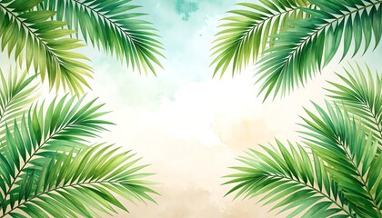 Fototapeta premium Tropical Palm Leaves Frame.