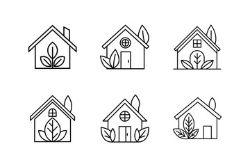 eco home line art vector illustration