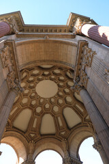 Architectural details of Palace of Fine Arts Museum at morning, San Francisco, California, USA