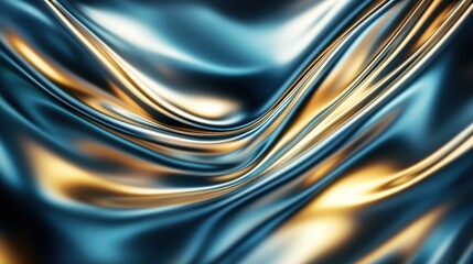An abstract composition of smooth blue and gold waves that evoke a sense of elegance and fluidity, perfect for backgrounds or design elements in various projects.