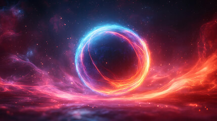 Obraz premium Celestial Ring Abstract Energy Vortex in Cosmic Nebula