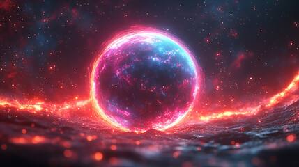 Obraz premium Fiery Nebula Planet Cosmic Energy and Celestial Inferno