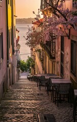 Outside café in Portugal