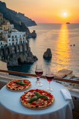 Wine and pizza in Italy