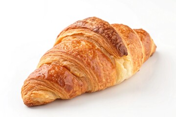 Delicious golden croissant isolated on white background perfect for breakfast or a snack food