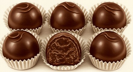 Obraz premium chocolate truffles with a bite 