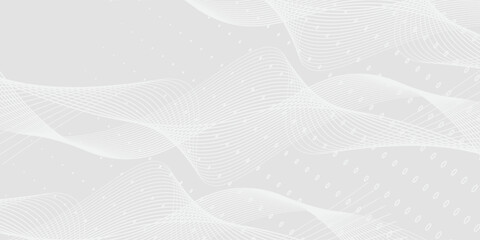 Futuristic gray white abstract background. shining wave lines pattern for banner, wallpaper, cover. Vector illustration