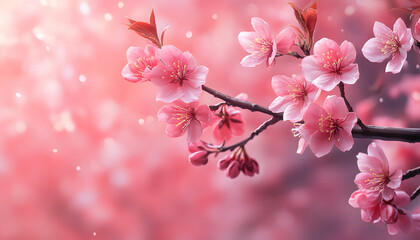 Obraz premium beautiful spring cherry blossom background with pink background