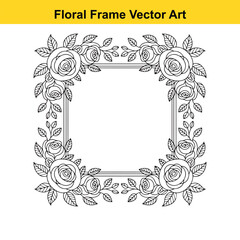 Elegant black and white rose floral frame vector art