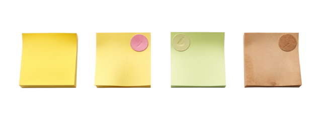 Three different colored post-it notes