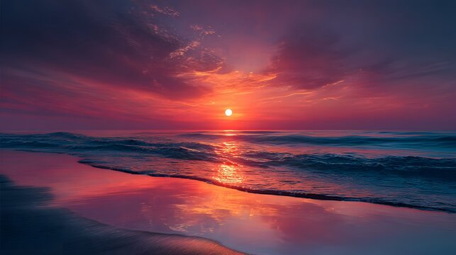 Beautiful sunset beach ocean landscape photography background wallpaper hd