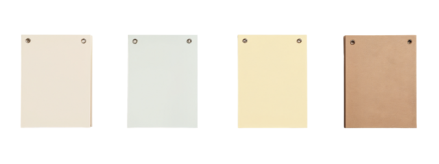 A set of four different colored sheets of paper