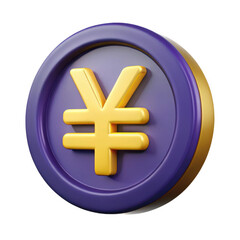 Obraz premium 3d realistic yen coin icon isolated on transparent background