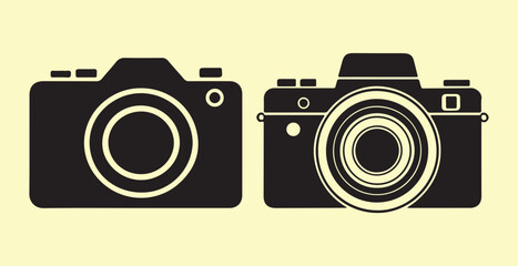 Camera Icons DSLR and Mirrorless Camera Vector Illustrations