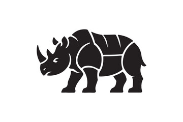 Armored Rhino icon silhouette vector with white background