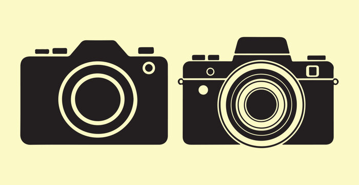 Camera Icons DSLR and Mirrorless Camera Vector Illustrations