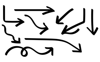 Hand Drawn Arrow Set Black Ink Style Various Directions Navigation Graphic Design Element Illustration Arrows Collection Simple Modern Design Vector Arrows for Website Design Black Arrows Set art icon