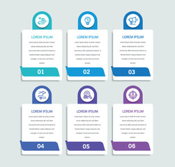 Infographic design template with 6 options, steps	
