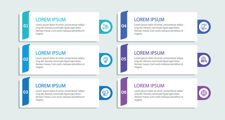 Infographic design template with 6 options, steps	
