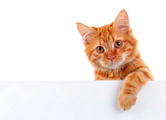 Ginger Tabby Cat Peeking Over Edge