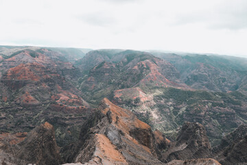 Looking down into Waimea Canyon Kauai Hawaii USA