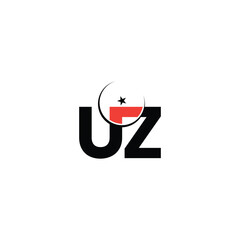 Stylish ZU or UZ Moon Star Monogram Logo Design