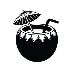 Exotic coconut on white background vector illustration