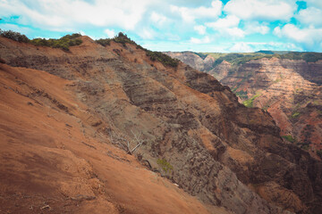 Looking down into Waimea Canyon Kauai Hawaii USA