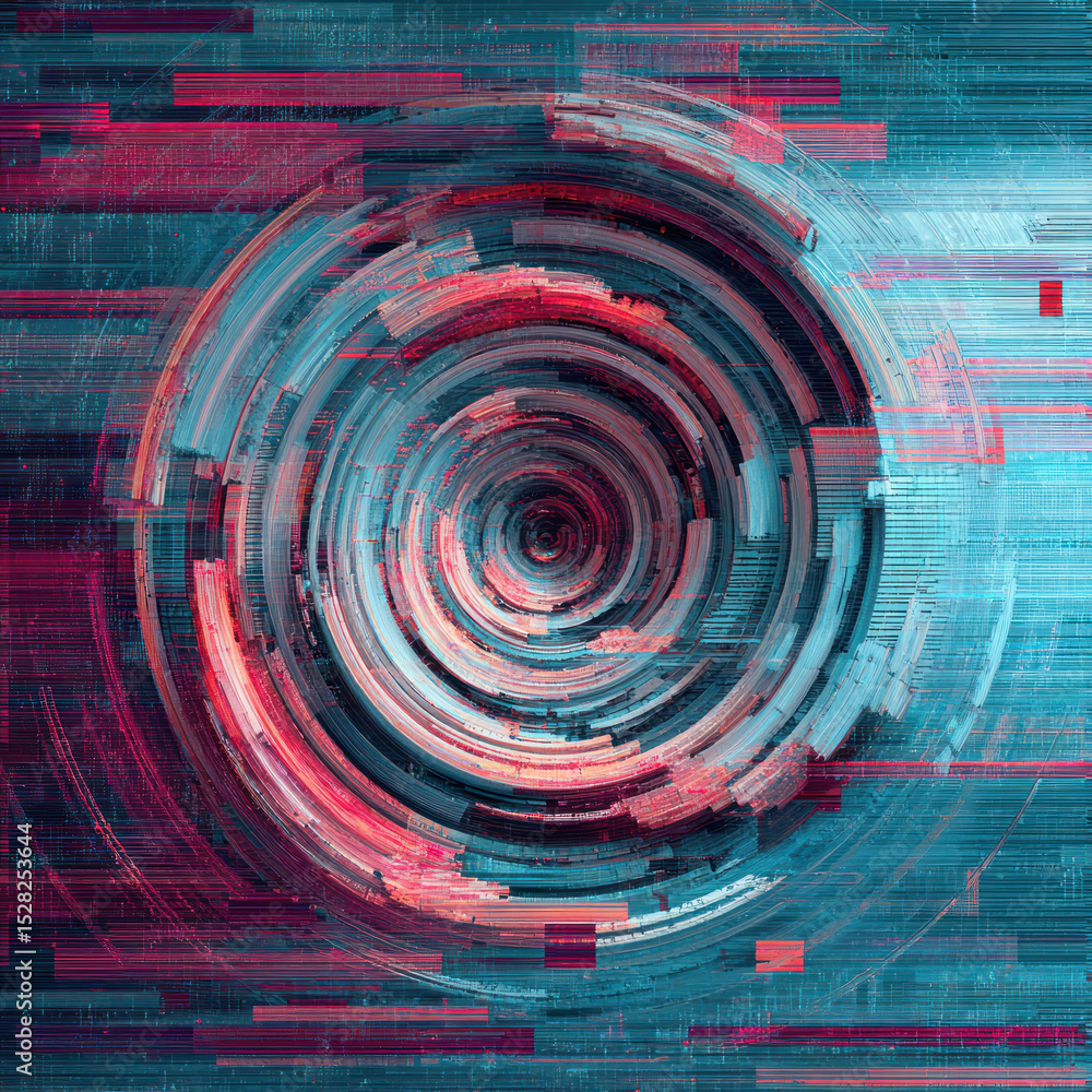 Aufkleber red and blue swirling patterns create a mesmerizing effect, showcasing complex digital art and moder