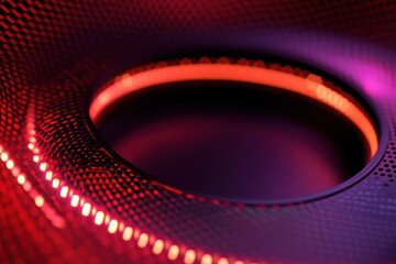 Futuristic complex circle mesh with LED lights showcasing advanced technology, Complex circle mesh with LEDs Futuristic technology design Seamless 3D render