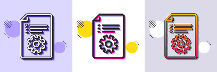 Fototapeta na wymiar Technical documentation line icon. Halftone dotted pattern. Gradient icon with grain shadow. Instruction sign. Line technical documentation icon. Various designs. Vector
