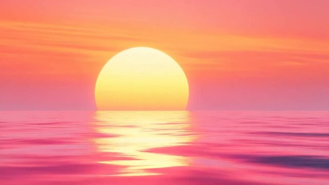 Beautiful sundown over the ocean reflecting vibrant orange and red light across the summer sky