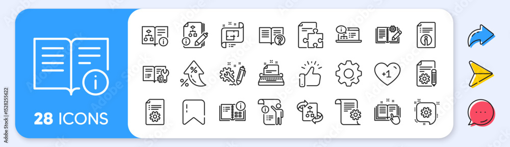 Aufkleber technical document line icons. interest rate, ai generate, inflation icons. set of instruction, plan