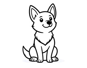 Adorable Cartoon Dog Coloring Page Simple Line Art for Kids