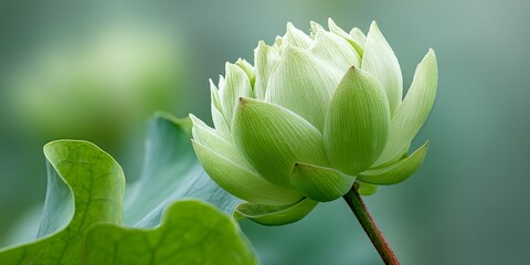 Obraz premium White flower with green leaves.