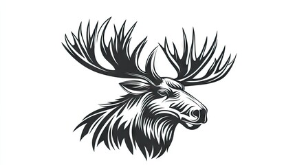 Detailed graphic illustration of a moose head.